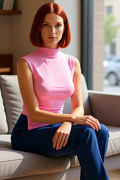 PayBuy Bluză asimetrică fără mâneci, elastan viscoz, vară, ajustată guler ridicat Aspect elegant pentru purtarea zilnică