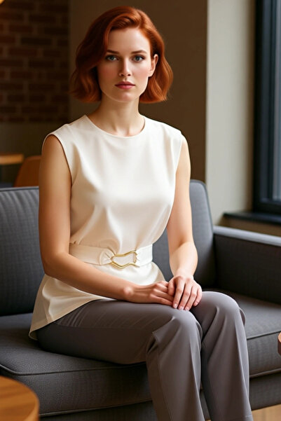 PayBuy Γυναικεία πλεκτή μπλούζα με λαιμόκοψη και ζώνη, καθημερινή κομψή σχεδίαση, για χρήση με εξαιρετικό υλικό