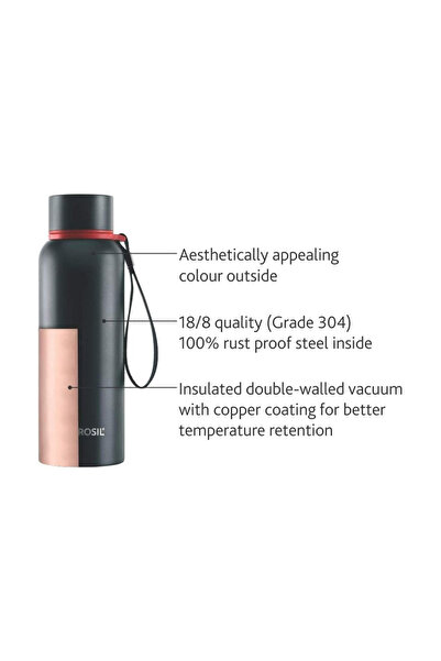 Borosil Vacuum Trek Bottle Black 500ml
