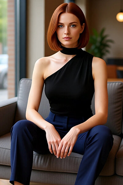 PayBuy One Shoulder Knitted Blouse Choker Collar Casual Stylish Style Special Design Comfortable and