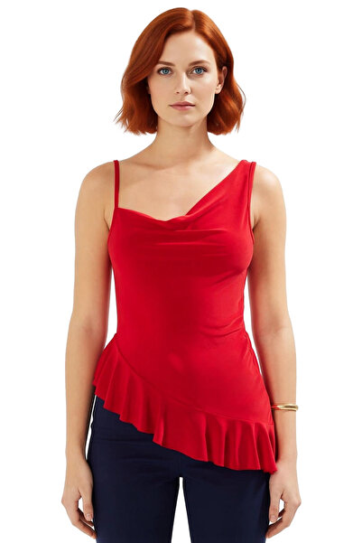 PayBuy Asymmetrical Degaje Collar Ruffled Summer Blouse Trend Design Comfortable and Stylish High Quality