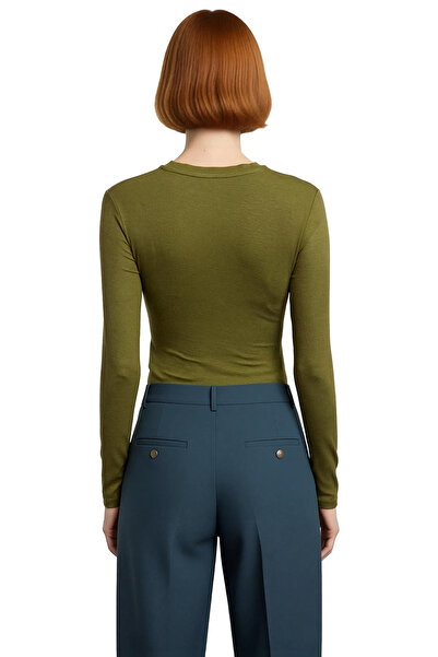 PayBuy Women's Burgundy Crew Neck Low Sleeve Long Sleeve Regular Length Fitted Viscose Elastane Winter Knitted Blouse