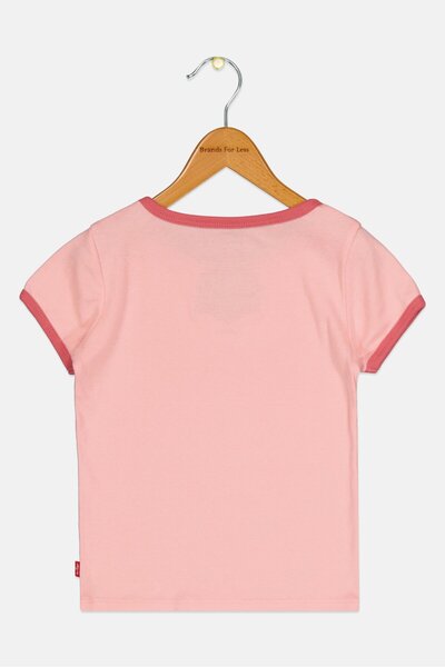 Levi's Kids Girl Crew Neck Short Sleeve Brand Logo Top, Pink