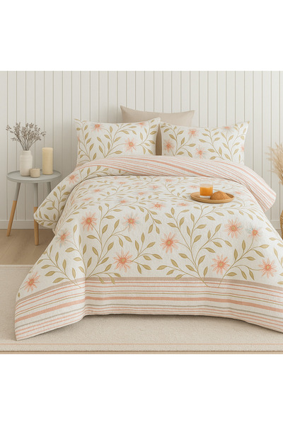 SENSSTEKSTİL Nevresim & Yatak Örtüsü Seti – Çift Kişilik, %100 Pamuk Dokuma, ...