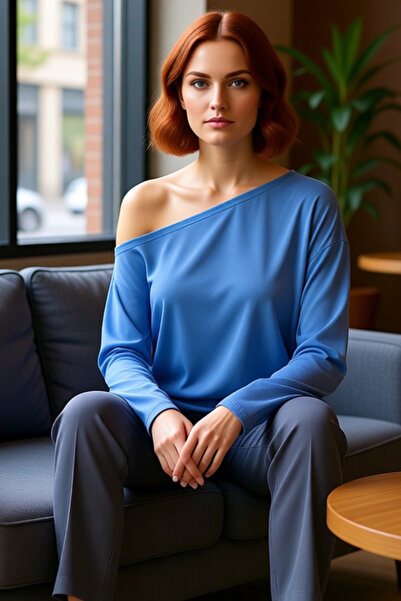 PayBuy Γυναικεία μπλούζα από ύφασμα με κανονική εφαρμογή με χαμηλό λαιμόκοψη, ιδανική και κομψή για καθημερινή χρήση