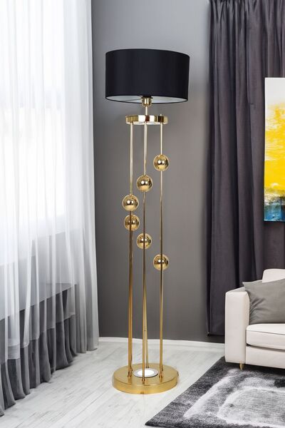 Vinner Aura Gold Kaplama Spotlu Metal Lambader Siyah – Lüks Modern Salon Lambası