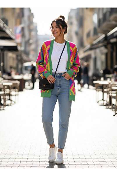 Store Kadın Renk Bantlı Hırka