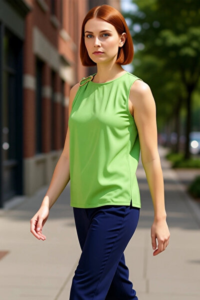 PayBuy Γυναικεία πλεκτή μπλούζα με λαιμόκοψη με λεπτομέρεια αξεσουάρ, καθημερ...