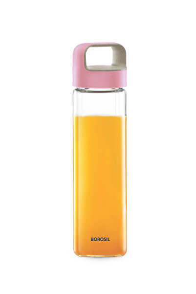 Borosil Neo Glass Bottle 500ml Pink