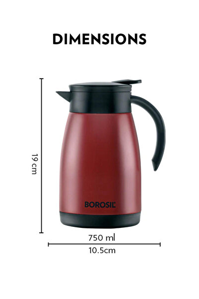 Borosil Vacuum Stainless Steel Teapot Red - 750ml