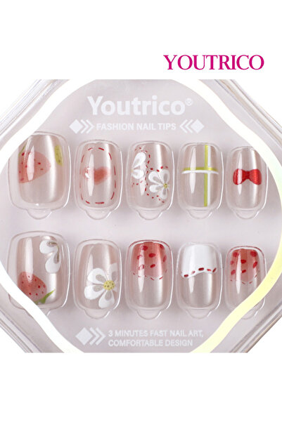 Youtrico أظافر صناعية جميلة للفتيات، أظافر يومية جميلة، أظافر مربعة قصيرة، أظ...