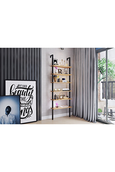 Remaks Hira 6 Raflı Duvara Monte Metalli Kitaplık - Atlantik Çam