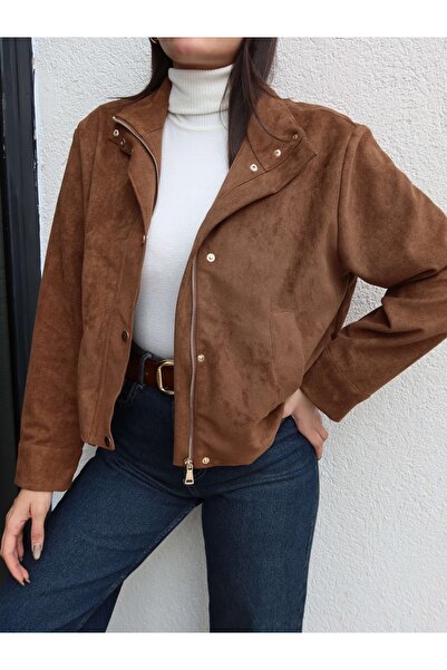 ESRAHELVACI Suede Button Detail Bomber Jacket