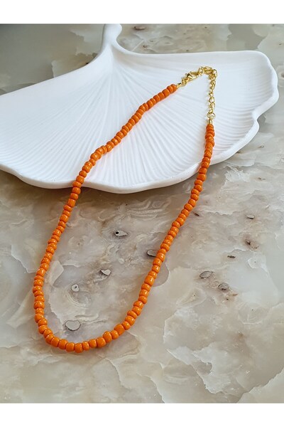 by Natalie قلادة من خرز الرمال البرتقالية، إكسسوارات مجوهرات بسيطة، طول 35 سم