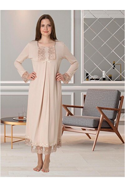 Lohusa Homewear Γυναικείο νυχτικό με δαντέλα βιζόν, λεπτομερές ειδικό σχέδιο,...