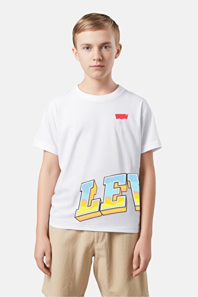 Levi's Kids Boys Crew Neck Short Sleeves Graphic Print T-Shirt, White