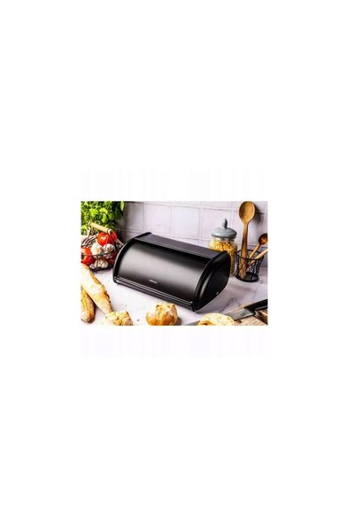 Kinghoff Bread box, lacquered stainless steel, 44 x 27 x 18.5 cm, black,