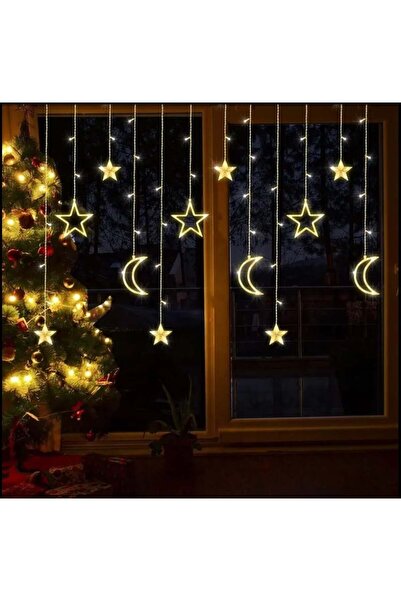 Generic Ramadan decorations: string lights with hanging stars and crescent moons, with remote control, battery operated or USB powered.
