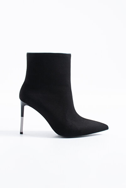 Siena Shoes حذاء نسائي بكعب يومي بسحاب من Zayko مصنوع من جلد الغزال الأسود