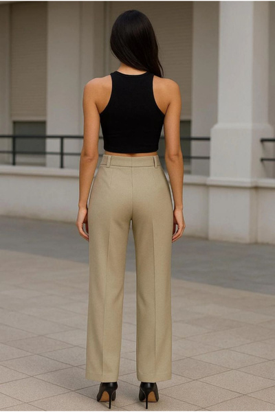 npLStore Women's Straight/ Straight Cut Pleated Woven Fabric Palazzo Pants