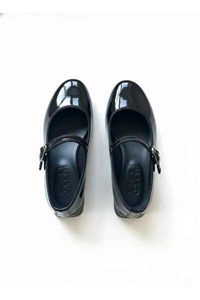 Zuum Deysa Heeled Women's Ballerina Ballet Flats - Black Patent Leather