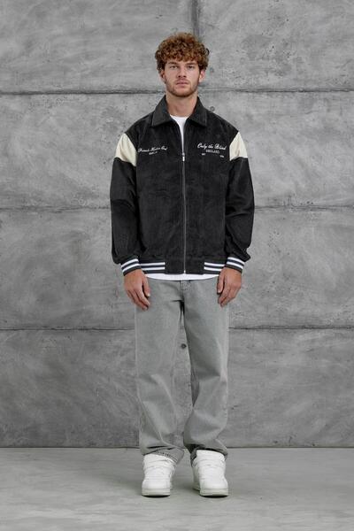 NOMARC Антрацит Nmrc Вишивка Деталізована оксамитова куртка оверсайз