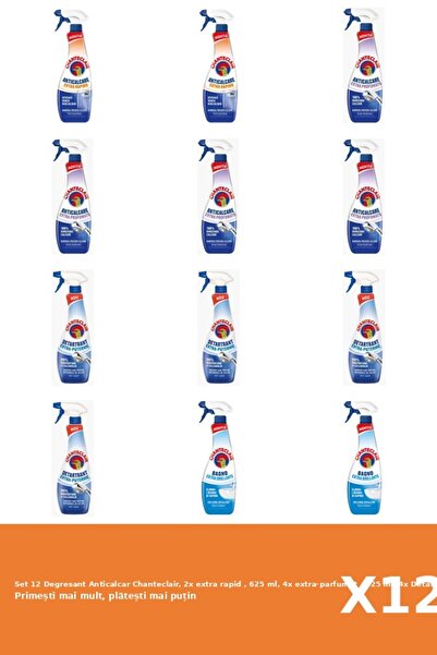 Chanteclair Set of 12 Chanteclair Anti-limescale Degreaser, 2x extra fast, 625 ml, 4x extra-scented, 625 ml, 4x Det