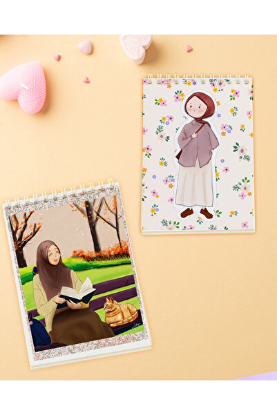 Fatofotofan مجموعة من دفترين للجيب بدون خطوط من سلسلة اللحظات الهادئة | دفتر ملاحظات حلزوني بتصميم الحجاب