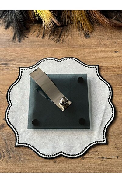 Meri Ev Gereçleri Black Silver Glass Napkin Holder