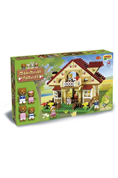 Unico Maximilian Families Two-Storey Bear House Construction Set, 155 pcs, Multicolor, with Personal