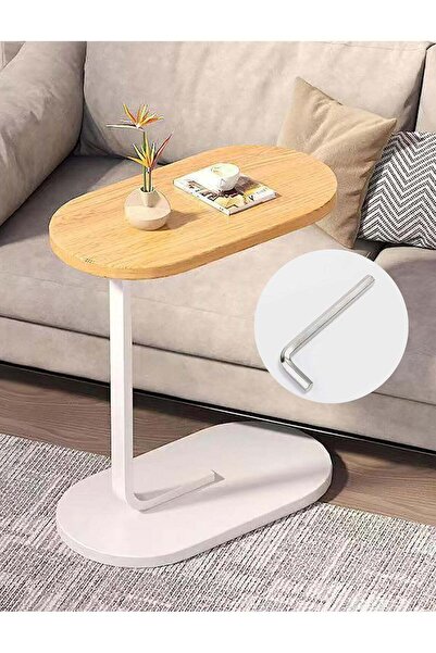 Türkiye Side Table Small Bedside Table Mini Skinny Bedside Table End Table, Space Saving 27.6in C-Shaped Cof