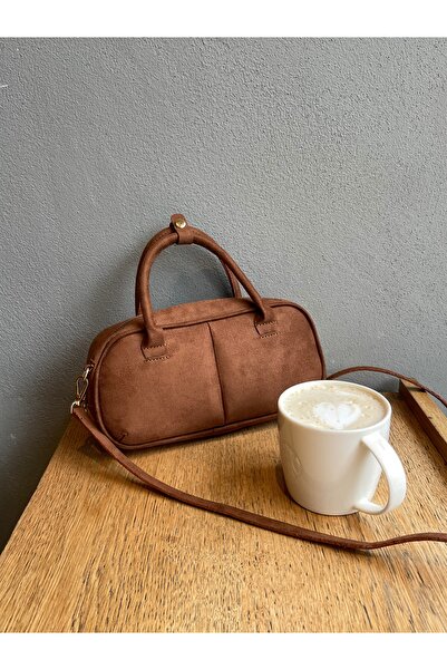 na nura collection Tan Women's Bowling Suede Hand and Shoulder Bag