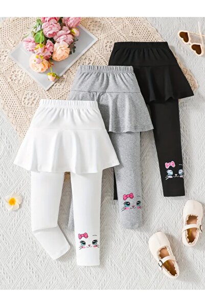 Machetta Girl's Cat Patterned Comfortable Skirt Pants