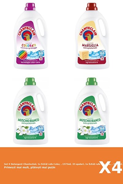 Chanteclair Set 4 Detergent Chanteclair, 1x lichid rufe Color, , 1575ml, 35 spalari, 1x lichid rufe Marsilia, ,