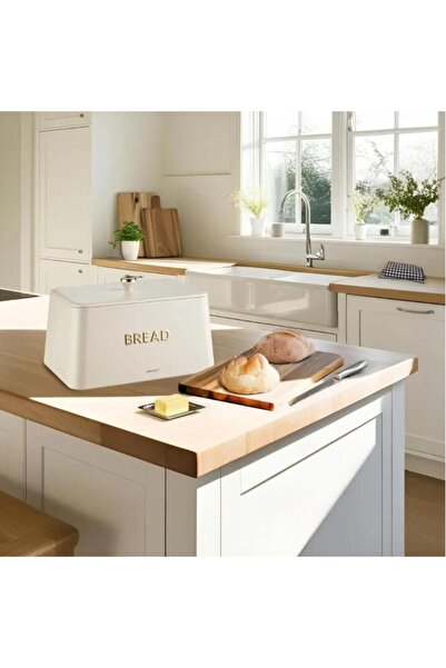 Kinghoff Beige bread box, metal, 35x23x21cm,