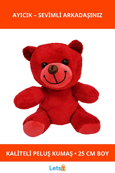 Letsii دمية دب قطيفة حمراء 25 سم