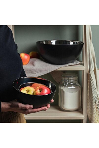 Florentyna Stainless steel bowl, kitchen container, capacity 900 ml, diameter 15 cm, black, Florina