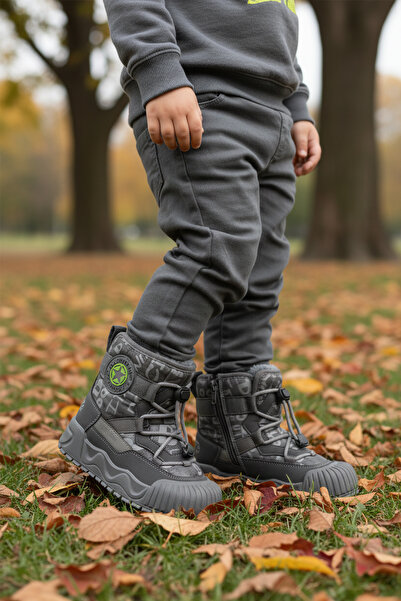 MARCOMEN Gray Fur Inside Cold Resistant Non-Slip Boys' Boots 22664 P