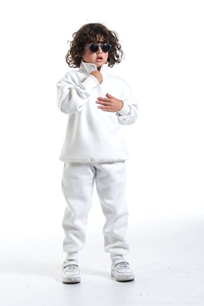 Canlook Unisex Oversized Zippered Collar Fleece-Lined Children's Set