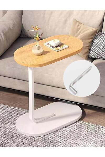 Türkiye C-Shaped Side Table - Small Bedside/End Table, 27.6in (70cm), Space-Saving Snack Table