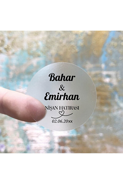 ButikSosyetik Şeffaf Etiket Kişiye Özel Söz, Kına, Nişan, Düğün 3,5 cm 88 Ade...