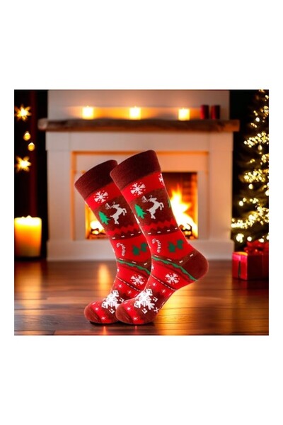 OEM Unisex festive Christmas socks with reindeer and snowflakes, one size