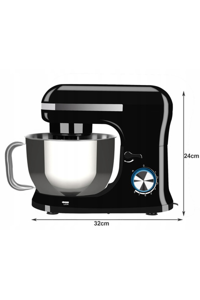 zola 4.5 l stainless steel bowl mixer, 1700 W, 3 attachments, bowl protection, black