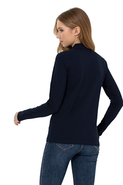 U.S. Polo Assn. Дамска тъмносиня базова блуза с поло яка