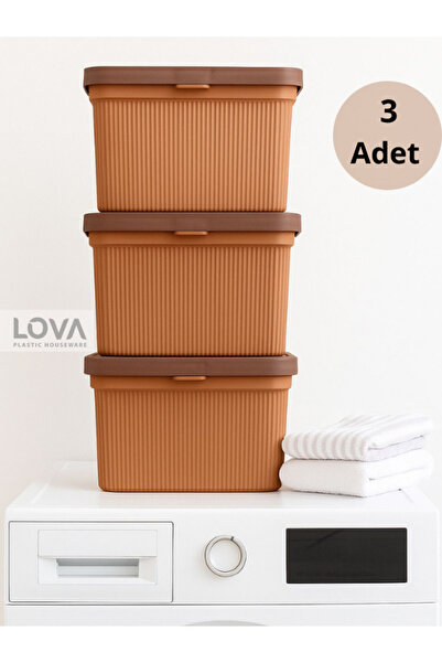 Lova 3'lü Çok Amaçlı Kapaklı Kulplu Sepet