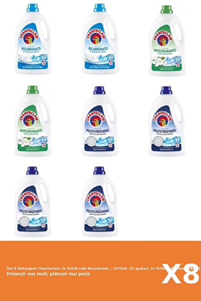 Chanteclair Set 8 Detergent Chanteclair, 2x lichid rufe Bicarbonat, , 1575ml, 35 spalari, 2x lichid rufe Mosc Al