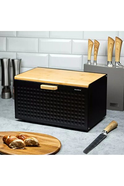 Klausberg Bread box, steel, black, rectangular, 35.5 x 23.5 cm,