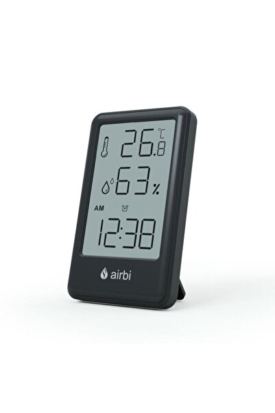 AirBi FRAME BI1050 digital room thermometer and hygrometer, alarm clock, memory, expandable stand, b