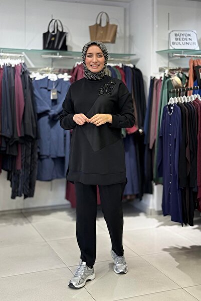 FUAT GÜRSEN Fuat Gürşen 4335 Flower Stone Embroidered Trouser Suit - Black