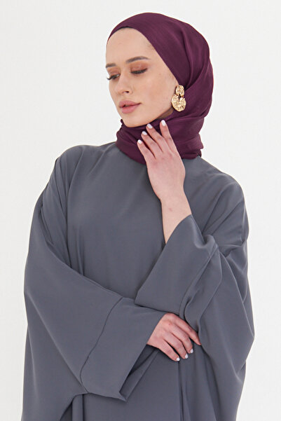 HÜRREM BONE Burgundy Plain Classic Shawl Type Polyester Luxury Fringe 202126_08